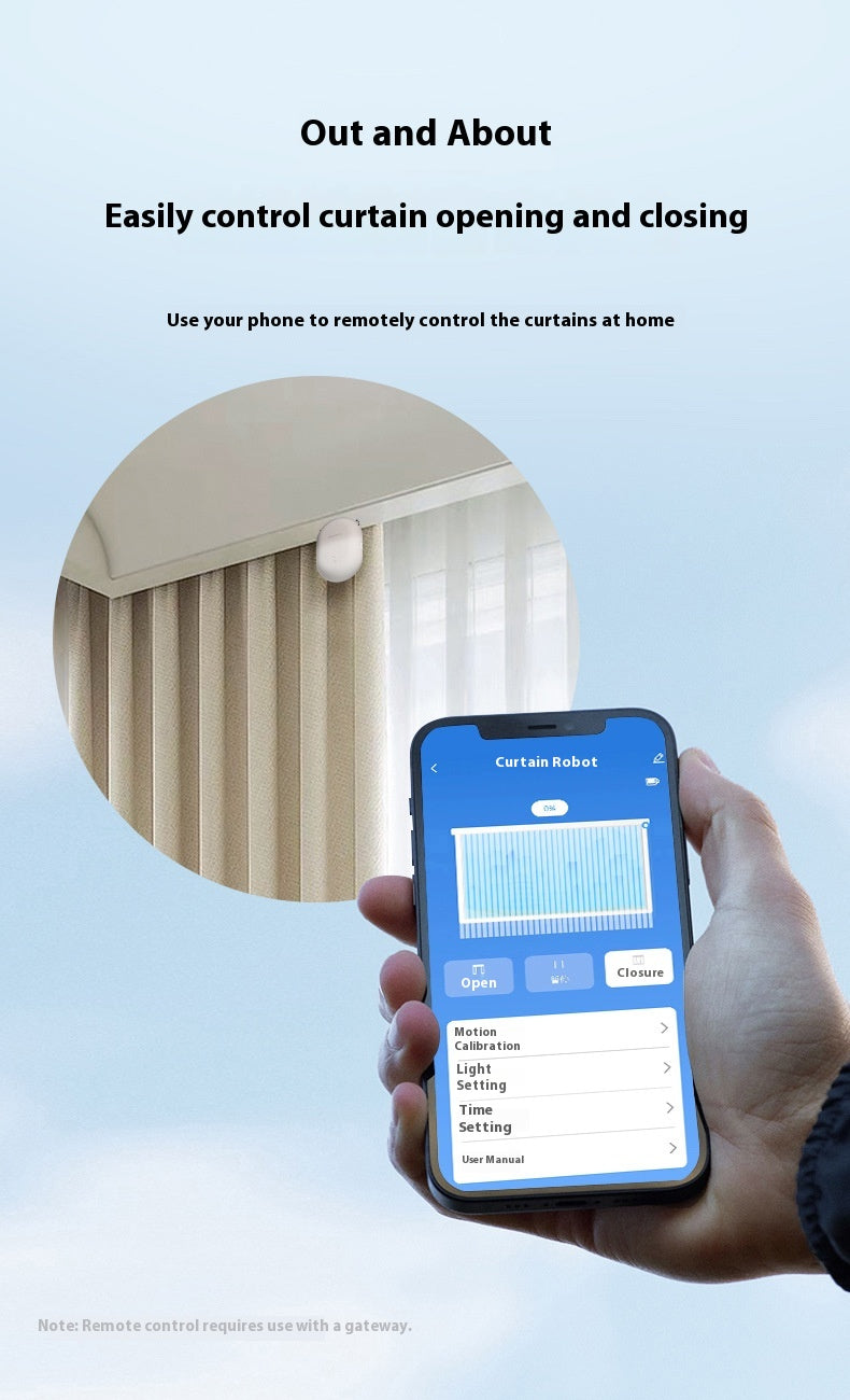 Portable Voice Controlled Curtain Butler Robot For Home Use